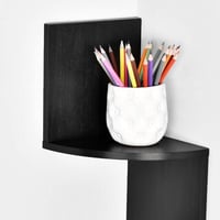 رفوف زاوية خشبية دورين باللون الأسود