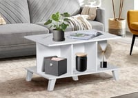 طاولة قهوة دورين خشب ماليزي - أبيض رخامي