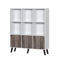 وحدة رفوف تخزين كتب خشب ماليزي أبيض وبني