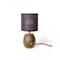 اباجورة سيراميك مربعة بنقوش ذهبية لون أسود - F-01-...