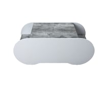 طاولة قهوة بيضاوي خشب ماليزي - أبيض مع رمادي