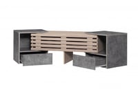 طاولة تلفزيون خشب ماليزي متحركة لون رمادي وخشبي