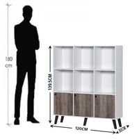 وحدة رفوف تخزين كتب خشب ماليزي أبيض وبني