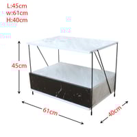 طاولة جانبية رفين ودرج - أبيض وأسود