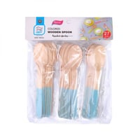 ملاعق أكل خشبيه ساده 27حبة لون أزرق - N-01-03