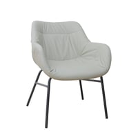 كرسي جلوس جلد فاخر قاعدة معدن لون سكري