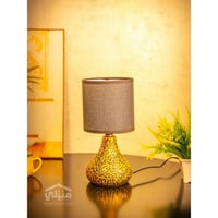 اباجورة سيراميك مربعة بنقوش ذهبية لون أسود - F-01-...