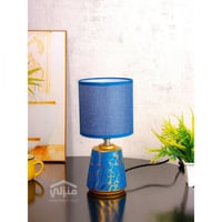 اباجوره سيراميك أنيقة ومزينة بنقوش ذهبية لون أزرق...