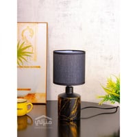 اباجورة سيراميك مربعة بنقوش ذهبية لون أسود - F-01-...