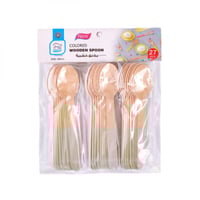 ملاعق أكل خشبيه ساده 27حبة لون أبيض - N-01-03