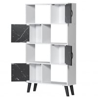 خزانة كتب خشب ماليزي 4 دور رفوف مع ادراج لون ابيض...