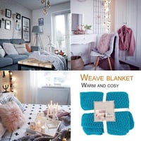 بطانية رمية كنب محبوكة لون أزرق مقاس 127*152 سم-O-...