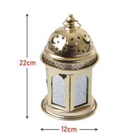 فانوس رمضاني جميل ومزخرف لون ذهبي مع إضاءة LED وصو...