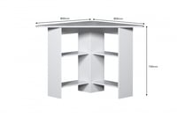 طاولة مكتب زاوية مودرن – خشب ماليزي أبيض مع أرفف و...