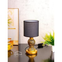 اباجورة سيراميك مربعة بنقوش ذهبية لون أسود - F-01-...