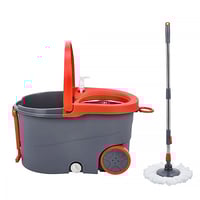 مجموعة ممسحة ارض دوارة مع دلو بعجلات للتنظيف السري...