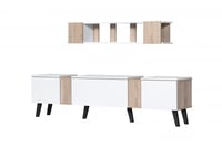 طاوله تلفزيون خشبية 3 درج مع ارفف جدار خشب ماليزي...