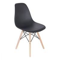 كرسي طاولة طعام بلاستيك بقاعدة خشب اسود