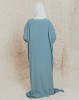 شرشف صلاة ازرق تركوازي فاتح بطرحة باللون الأبيض-سح...