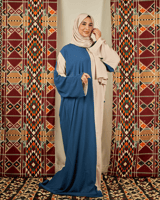 شرشف صلاة بلونين البيج والتركوازي الغامق -سحاب