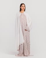 شرشف صلاة أبيض مشجر وردي -سحاب