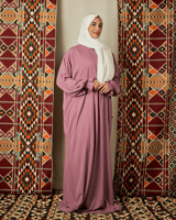 شرشف صلاة وردي بطرحة باللون الأبيض-سحاب