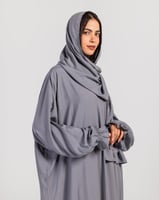 شرشف صلاة رمادي- بسحاب وأكمام مطاطية