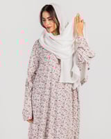 شرشف صلاة أبيض مشجر وردي -سحاب