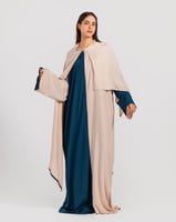 شرشف صلاة بلونين البيج و التركوازي الغامق -سحاب