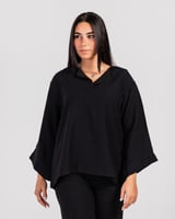 طقم كتان قطعتين - أسود