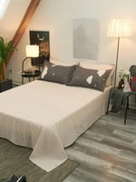 طقم لحاف 4 قطع رمادي / نجوم حجم 220*240