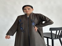 عباية قماش كتان بني