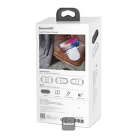 شاحن حائط Baseus بشحن لاسلكي مزدوج و 6 منافذ - فضي