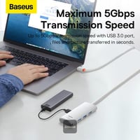 محول Baseus لايت سيريز من نوع C إلى 4 منافذ USB 3....