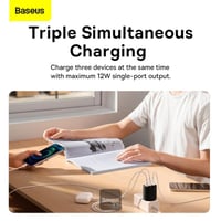 شاحن Baseus صغير الحجم بثلاثة منافذ USB بقوة 17 وا...