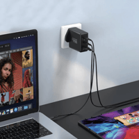 شاحن بيت مور بور 65 واط منفذين PD ومنفذ USB