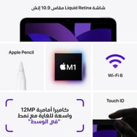 ايباد اير 5 القيقا 256 واي فاي فقط 10.9 بوصة رمادي