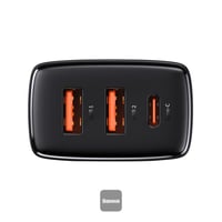 شاحن Baseus صغير الحجم 30 واط مع منفذي USB ومنفذ T...