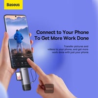 قارئ بطاقات Baseus ثنائي المنافذ USB-A و Type-C لب...