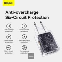 شاحن Baseus صغير الحجم 3U 17W أبيض بثلاثة منافذ US...