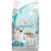 رمل بيسو عالي التكتل للقطط برائحة الصابون – 20 كيل...
