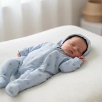 افرول اطفال رومبر قطن بغطاء رأس - ازرق