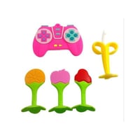 مجموعة عضاضات سيليكون للأطفال 5 قطع - اللون وردي