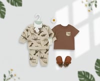 طقم مكون من اربع قطع بنطال مع قطعتين من الجزء العل...