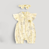 رومبر اصفر مزين بالورود مع طوق تزيين للشعر