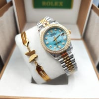 ساعة رولكس نسائية مع اسوار استل ستيل مع كامل الملح...