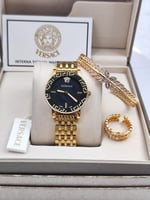 ساعة فرزاتشي نسائي بطارية مع خاتم واسوار وكامل الم...