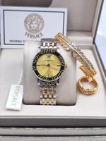 ساعة فرزاتشي نسائي بطارية مع خاتم واسوار وكامل الم...