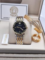 ساعة فرزاتشي نسائي بطارية مع خاتم واسوار وكامل الم...