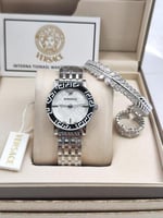 ساعة فرزاتشي نسائي بطارية مع خاتم واسوار وكامل الم...